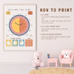 Telling Time Printable ,learning Clock Poster ,homeschool ,educational ...