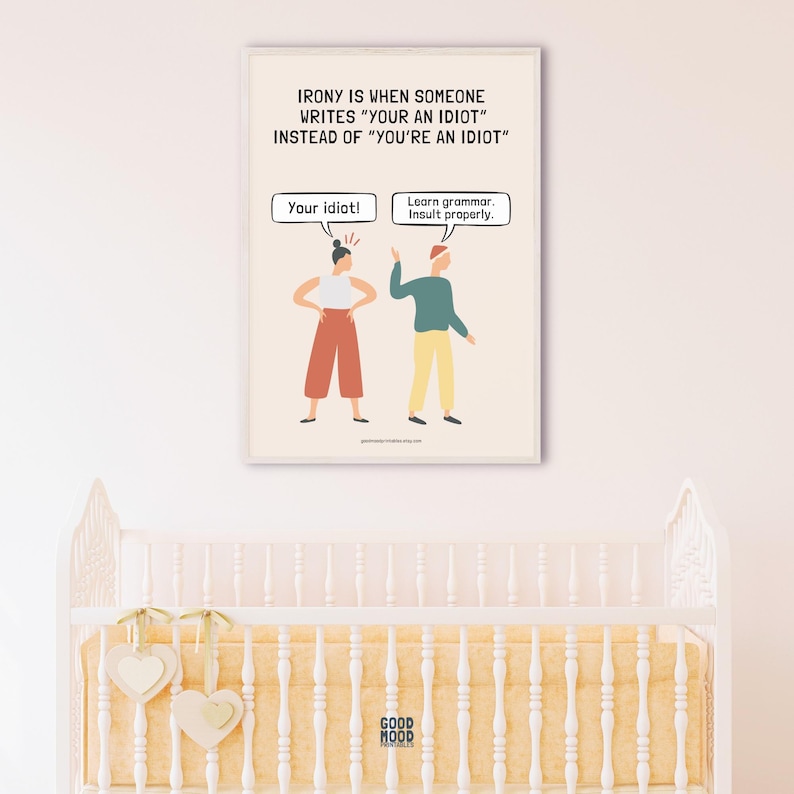 Funny English Classroom Posters (Set of 6), Grammar Punctuation Poster Decor, English Language Arts Decor, Kids Educational Posters image 4