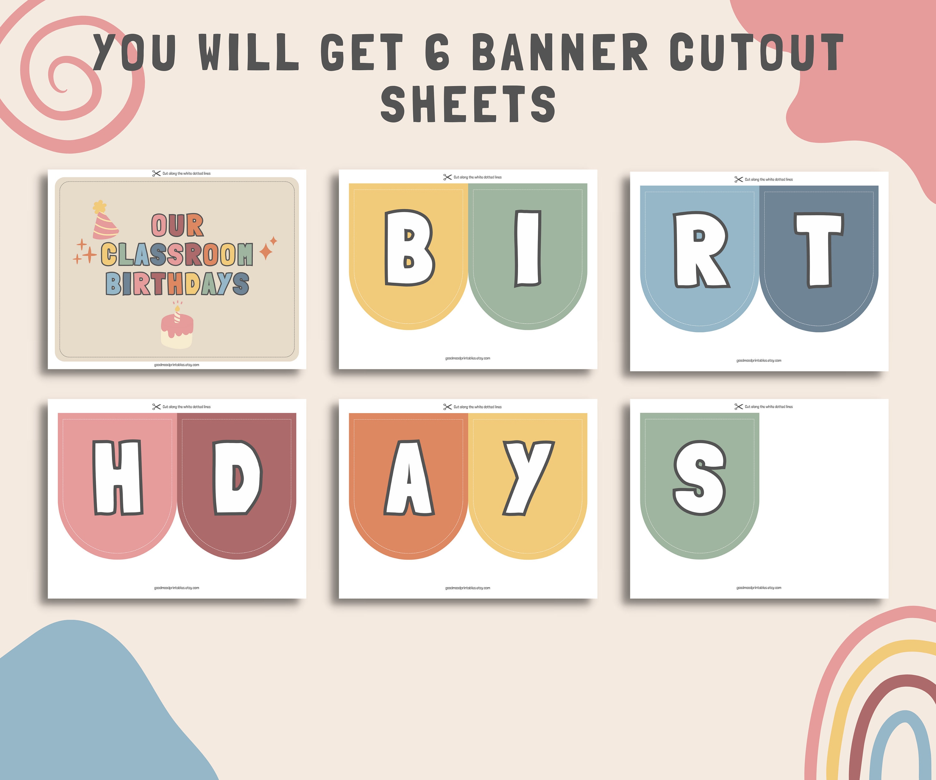 Classroom Birthdays Display Printable Fillable Classroom Etsy