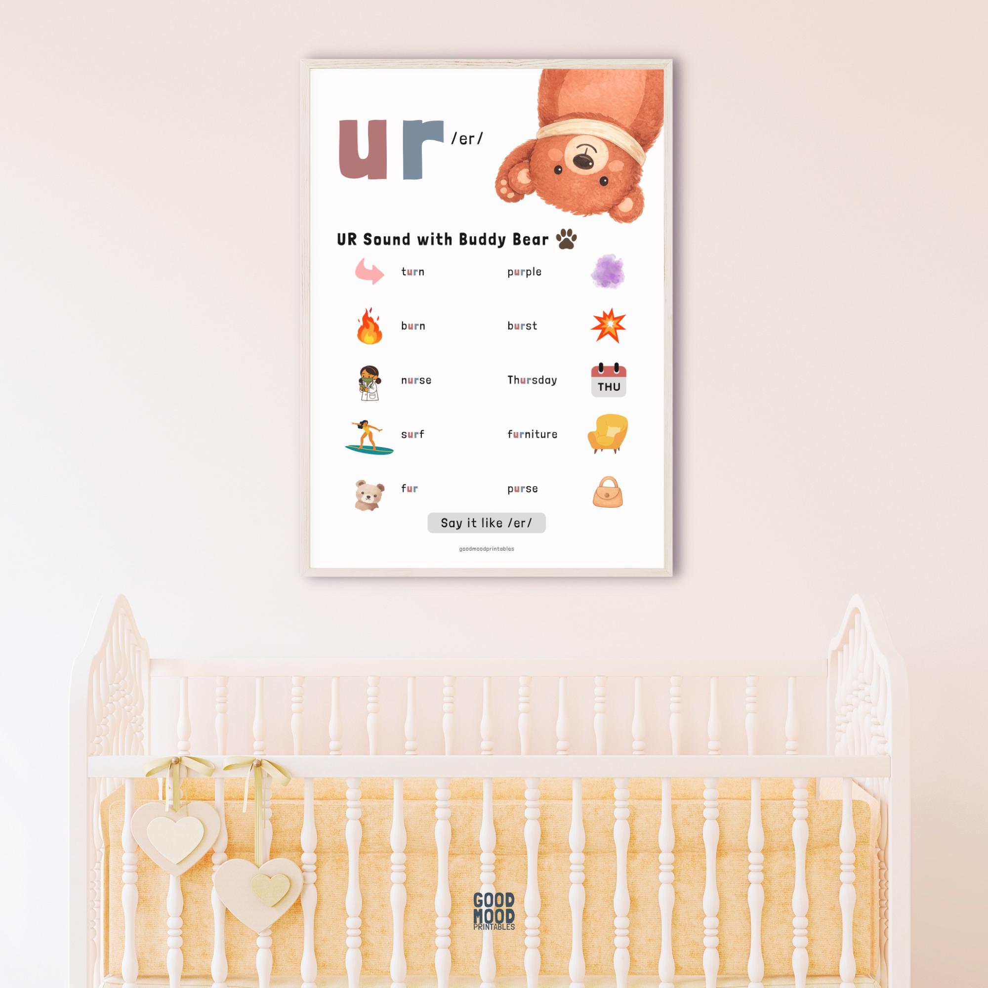 UR Words Phonics Poster, Phonics Sounds, Educational Poster for Kids ...