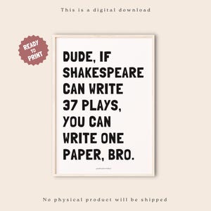 Shakespeare Poster, lustiges Englisch Klassenzimmer Wand Dekor, Mittelschule Englisch Lehrer, Grammatik, Poesie, Sprachkunst, Literatur Zeichen