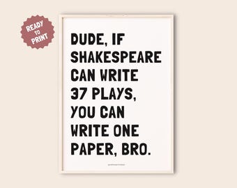 Shakespeare Poster, Funny English Classroom Wall Decor, Middle High School English Teacher, Grammar, Poetry, Language Arts, Literature Sign