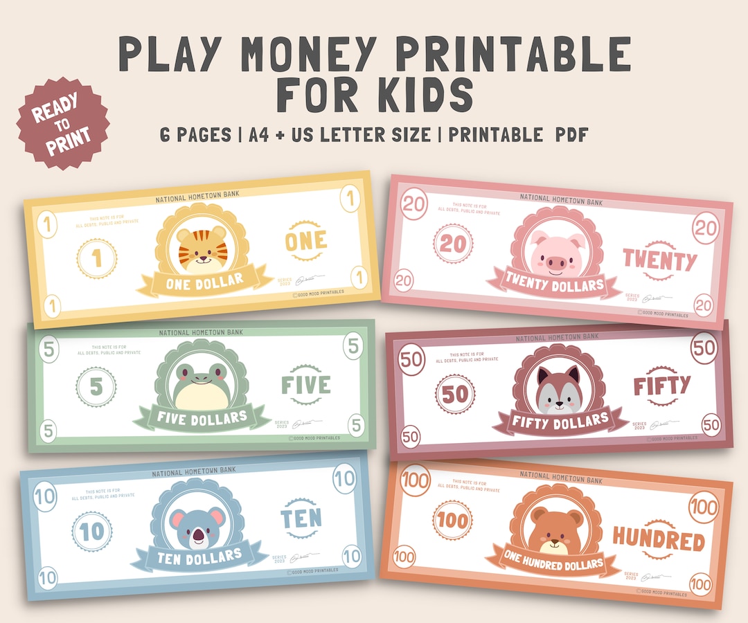 Play Money Printable, Pretend Play, Mom Bucks, Learning Money