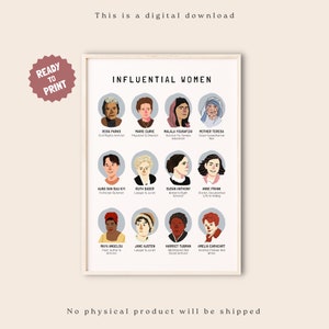 Einflussreiche Frauen in der Geschichte, Frauen, die die Welt verändert haben, Kunst für Kinderzimmer, Inspirational Women Print, weibliche feministische Führerinnen, GREAT HUMANS