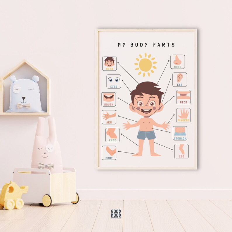 My Body Parts, Educational Poster, Printable Wall Art, Anatomy Poster
