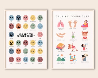 Feelings Poster, Calming Techniques, Calming Corner, Emotions Chart, Classroom Decor, Montessori Homeschool Decor, Feelings Print, Printable