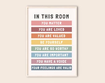 En este póster para el aula, Reglas del aula, Somos amables, Póster para el aula de niños, Arte de pared imprimible, Póster de arte para guardería, Decoración de aula con arcoíris