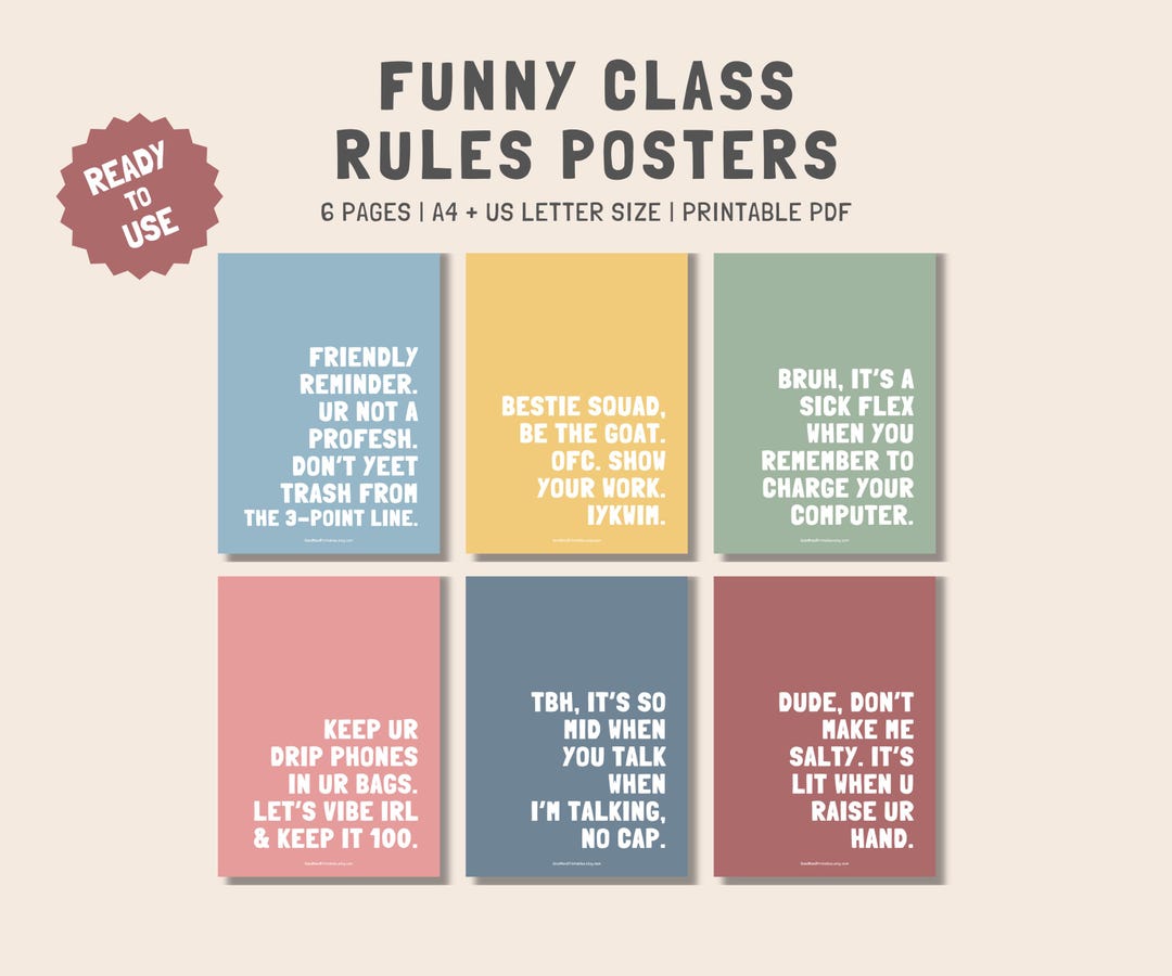 Funny Classroom Rules Posters for Middle & High School | Modern Teacher ...