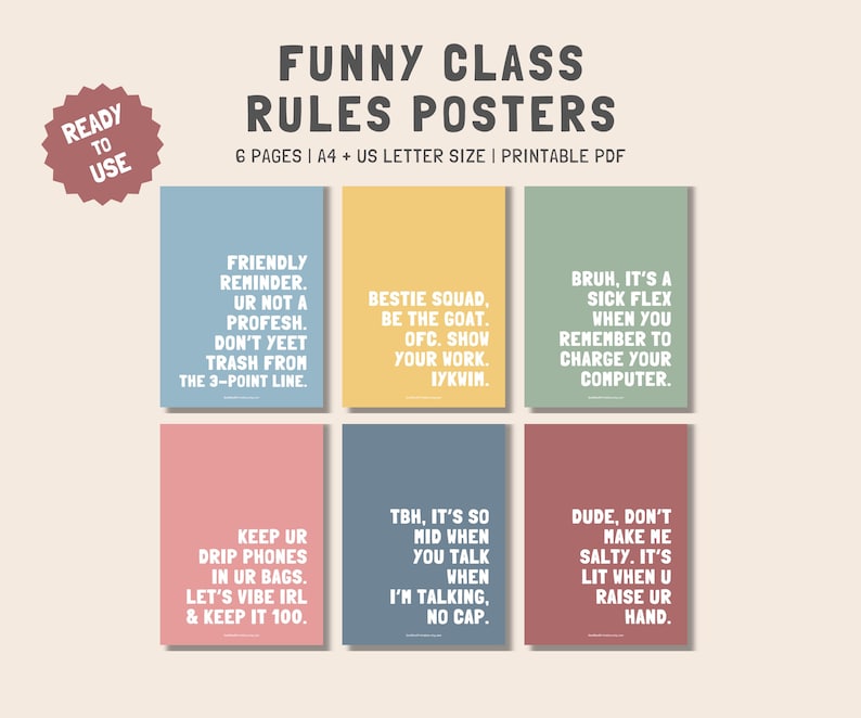 Funny Classroom Rules Posters for Middle & High School | Modern Teacher ...