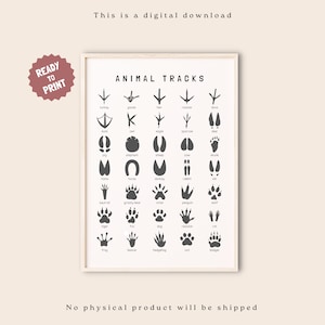 Huellas de animales, huellas de bosques, huellas de bosques para imprimir, decoración de guardería, huellas de animales, descarga digital, GoodMoodPrintables