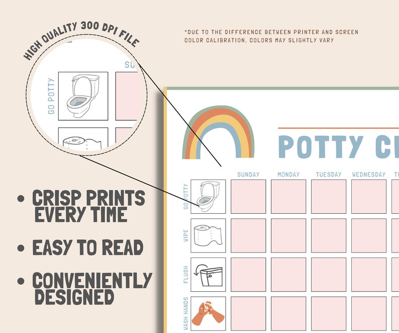 Customize Potty Chart.pdf Potty Training Chart Printable & Fillable, Potty Chart PDF, Infant ...