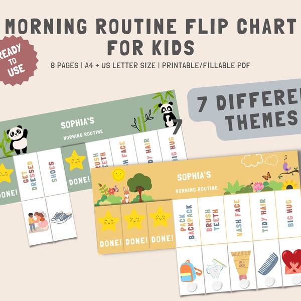 Morning Routine Charts For Boys and Girls, Morning Routine Printable, Kids Folding Checklist, Positive Parenting System,Kids Morning Routine