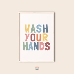 Waschen Sie Ihre Hände Zeichen, Badezimmer Poster, druckbare Wandkunst, Montessori Kleinkind, Verantwortung für Kinder, Badezimmer Dekor, Instant Download
