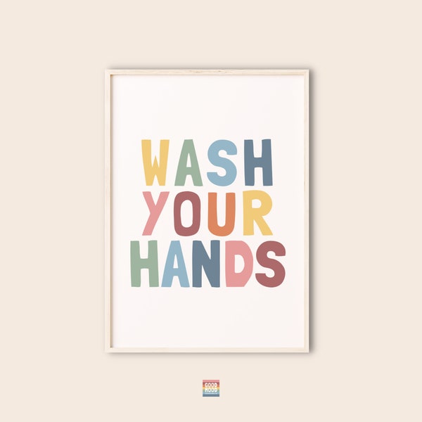 Wash your hands Sign, Bathroom Poster, Printable Wall Art, Montessori Toddler, Responsibility for Kids, Bathroom Decor, Instant Download