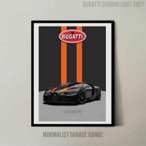 Bugatti Chiron Super Sport 300+ Black and Orange - Wall Art Print - Minimalist Garage Range Front View