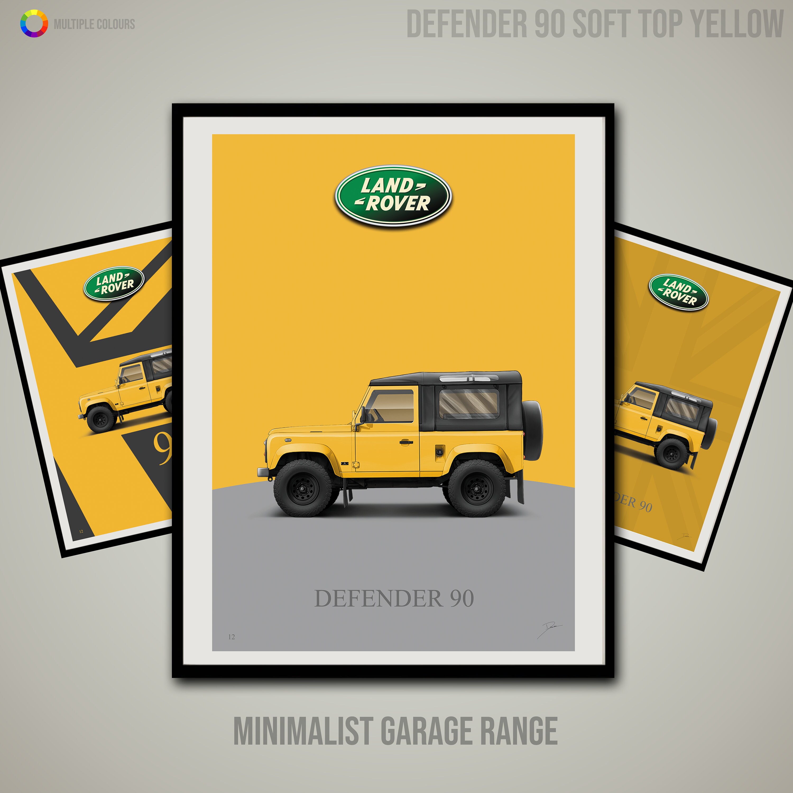Sabotage — Avant-garde A-print Top Land Rover Defender 90 Soft Top Beluga Yellow - Wall Art