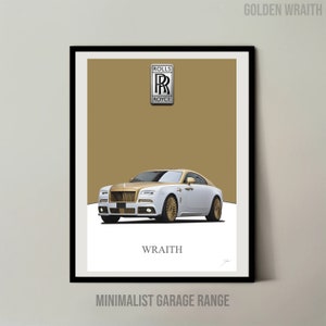 Rolls Royce Wraith II Gold-Decorated Palm Edition 999 - Wall Art Print - Minimalist Garage Range Front View