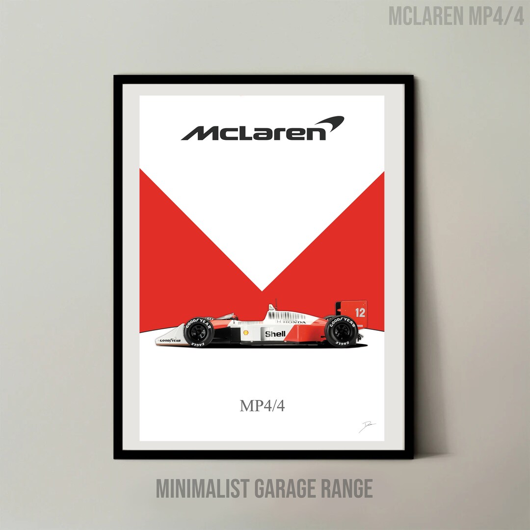 Mclaren MP4/4 Le Mans F1 Car - Wall Art Print - Minimalist Garage