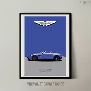 Aston Martin Vantage Roadster Purple - Wall Art Print - Minimalist Garage Range