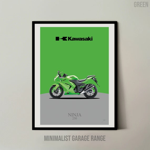 Kawaska Ninja 250 - Wall Art Print - Minimalist Garage Range