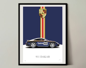 Porsche 911 Dakar - Wall Art Print - Minimalist Garage Range