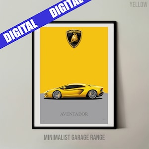 Lamborghini Aventador SuperVeloce Yellow - Digital Print - Minimalist Garage Range