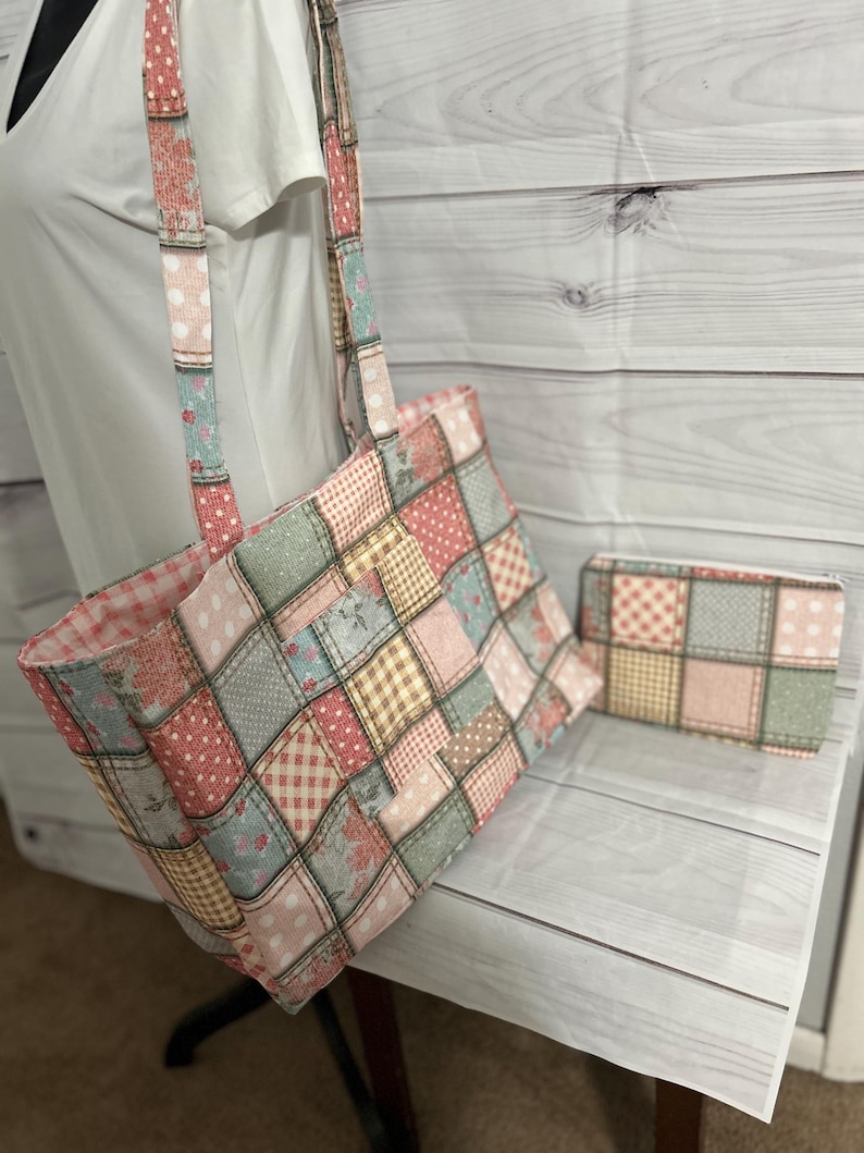 Patch Work Accessory Handmade Patchwork Tote Bag With Matching Accessory Pouch Set - Etsy