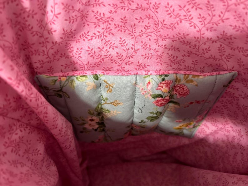 Handmade Quilted Tote Bag and Makeup/accessory Pouch Set –  Floral Print