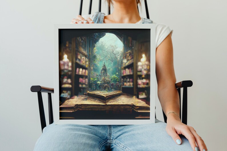 Enchanted Library Digital Art Library Digital Art AI Etsy