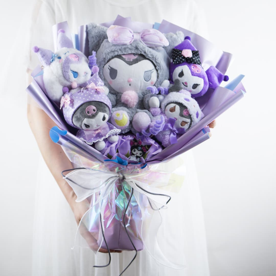 purple-sanrio-kuromi-plush-bouquet-rose-hello-kitty-plush-etsy-australia