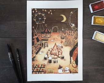Original watercolor - Autumn Festival