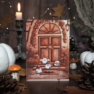 Impression d’art, carte, illustration aquarelle - "La collecte des bonbons d'Halloween"