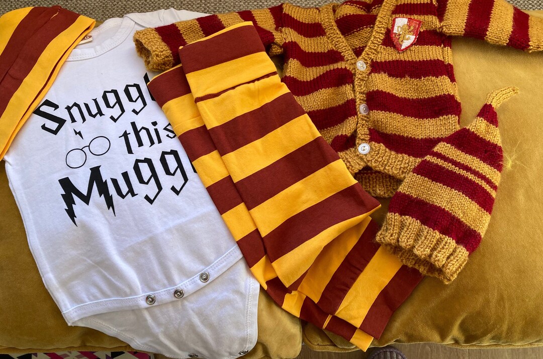 Harry Potter Baby Clothing Set, Gryffindor Colours, Knitted Hat, Polyester/cotton Baby Bodysuit