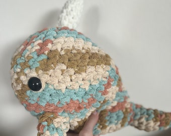 Chunky Narwhal Plushie Crochet Amigurumi Stuffed Animal