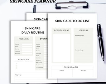 Zelfzorgplanner afdrukbaar, huidverzorgingsroutineplanner, huidverzorgingplanner, haarverzorgingplanner, schoonheidsdagboek, zelfzorgplanner