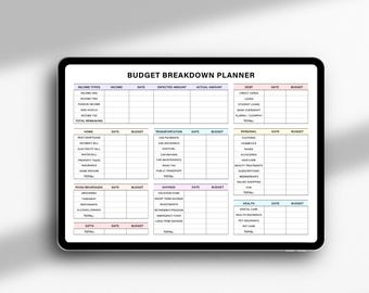 Budget Breakdown Planner Paycheck Budget Financial planning Savings tracker Finance Binder Finance Financial planning Biweekly Budget
