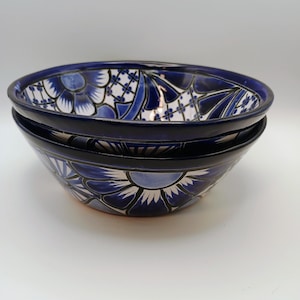 Talavera Hand Painted Blue and White Bowl Set