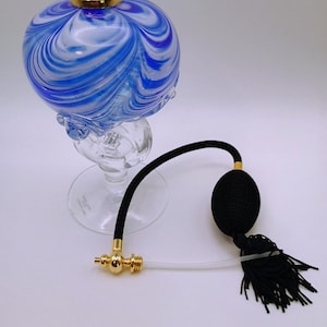 Royal Limited Blue and White Swirl Art Glass Perfume Bottle Atomizer