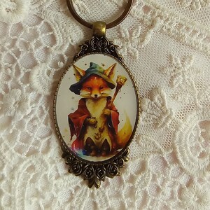 Victorian Fox Wizard, Fox Gift, Fox Keychain, Key Chain Purse Charm, Backpack Charm, Purse Jewelry, Backpack Accessory, Merlin, Magical!