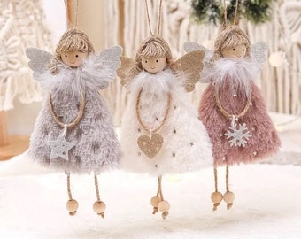 2024 Christmas, Hanging Angel, XMas Angel, Christmas Tree Hanging Decor, Fluffy Angel Ornament, Wrapped in a Beautiful Organza Bag.