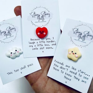 Pocket Hug Message Token - Love, Friendship, Get Well Soon, Good Luck, Sentimental, Teacher, Heart, Star, Cloud, Frog, Bunny Rabbit, Chick