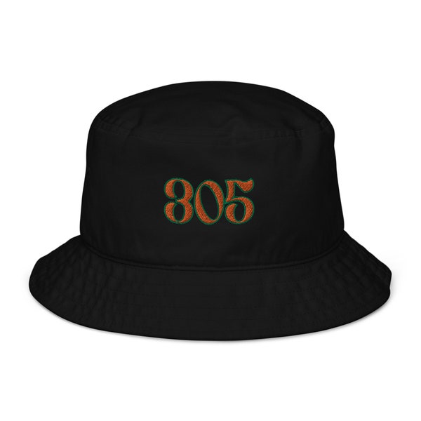 Embroidered 305 University of Miami Organic bucket hat