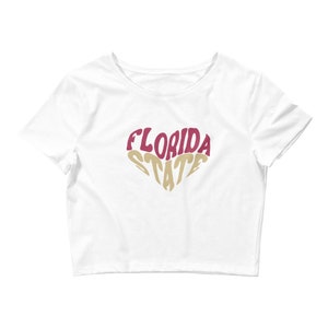 Florida State University - Heart FSU - Organic Crop Top - Baby Tee - FSU College game day tailgate shirt