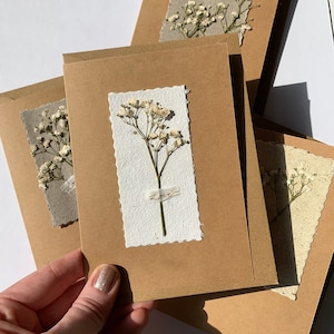 Cadeaukaart geperste bloem/Gypsophilia Flower Cards, geperste bloemenkaart, blanco kaarten, bloemenkaarten