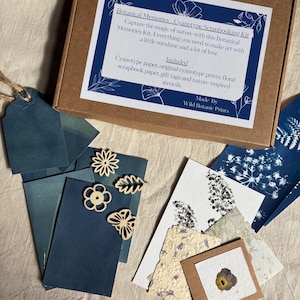 Kit de scrapbooking cyanotype bricolage - kit d'impression solaire, kit de créations manuelles d'été, journalisation florale indésirable, livre de souvenirs, kit de créations botaniques