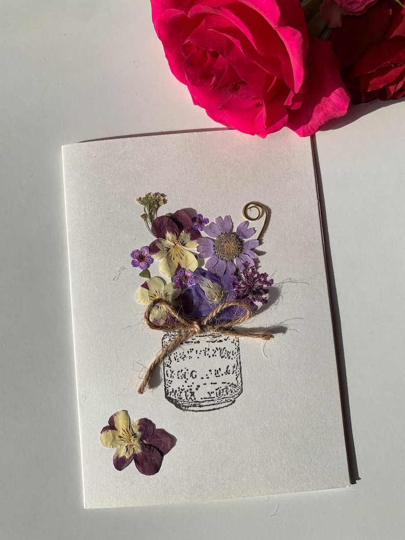Pressed Flower Card, Real Flowers Cards, Handmade Card, Cards for a ...