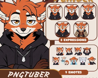 Cinder Fox Anthro PNGTuber Avatar – Premade Streaming Character for Twitch & Discord