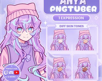PNGTuber Plus Model - Anya with Different Skin Color Opt | Cute Streamer Assets | Twitch Discord Veadotube Avatar | Instant Digital Download