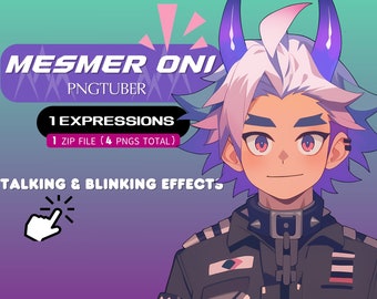 Mesmer Oni PNGTuber Avatar – Premade Streaming Character for Twitch & Discord