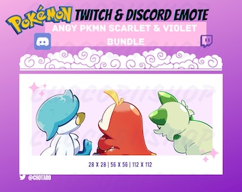 Pokemon Scarlet and Violet Starters Bundle Emotes for Twitch | Discord Angy Meme